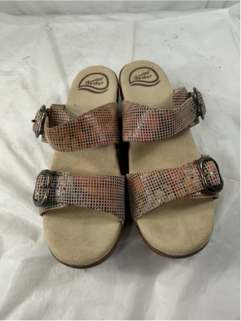 Dansko Sandal Size 6.5-7 37 Sophie Floral Leather Wedge Buckle